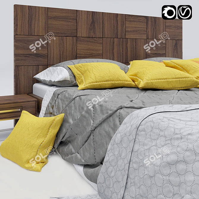 Elegant Modern Bed 3D model image 2