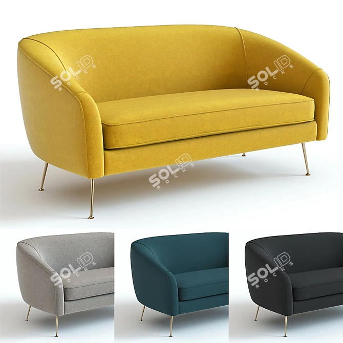 Stella Mid-Century Loveseat: High-Detailed 3D Model 3D model image 1