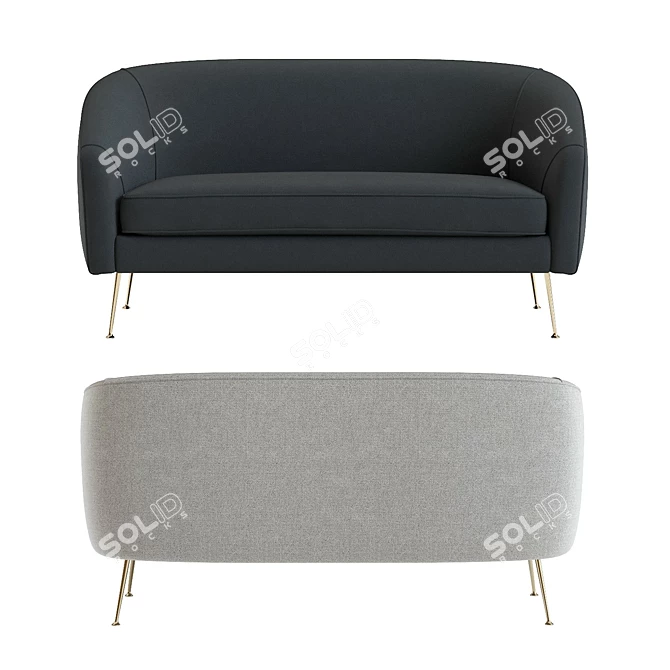 Stella Mid-Century Loveseat: High-Detailed 3D Model 3D model image 2