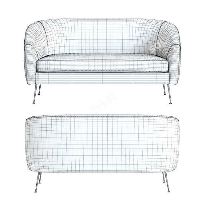 Stella Mid-Century Loveseat: High-Detailed 3D Model 3D model image 3