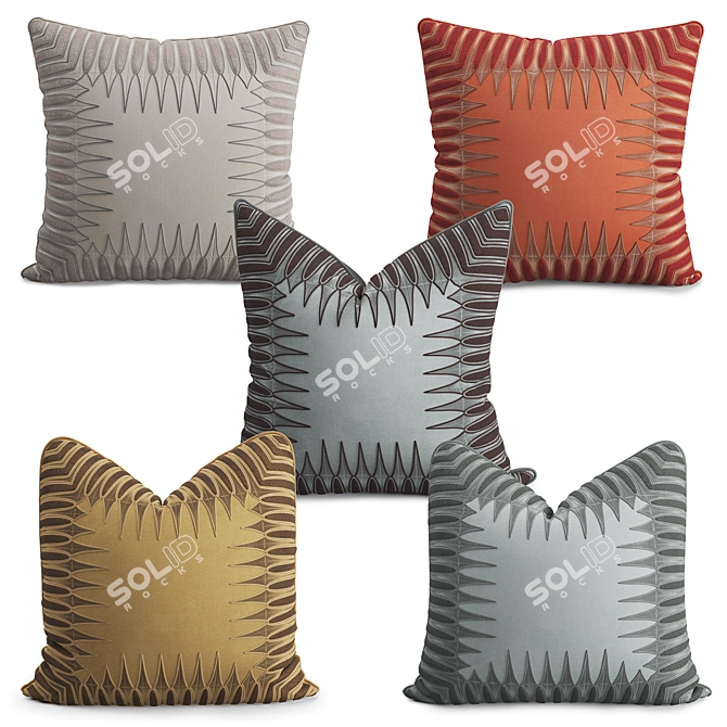 Luxury Canasta Embroidered Pillows Set 3D model image 2