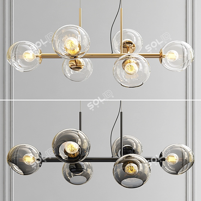 Staggered Glass Chandelier - 6 Light: Elegant Illumination 3D model image 1