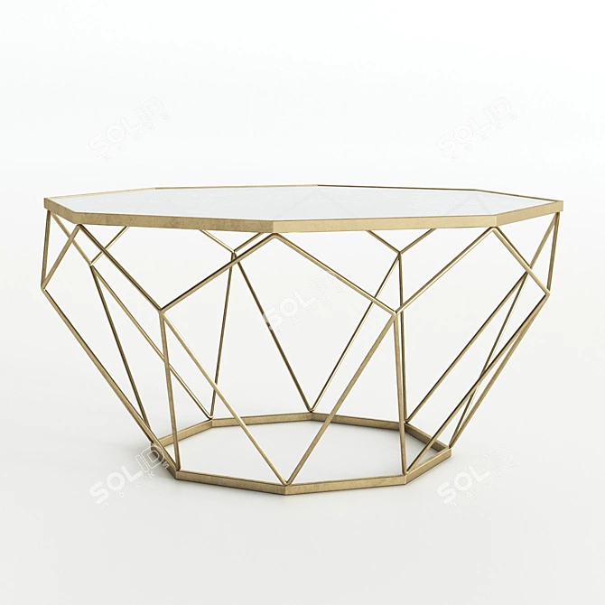 Elegant Brass Leg Glass Table 3D model image 1