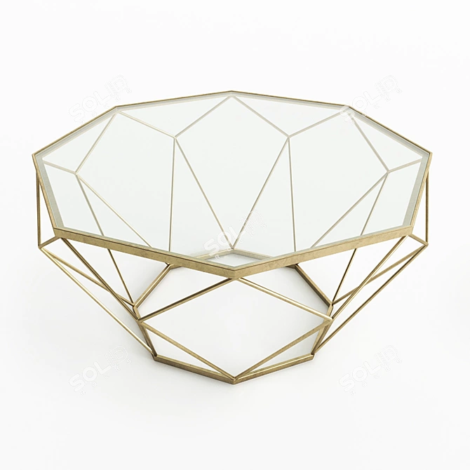 Elegant Brass Leg Glass Table 3D model image 2