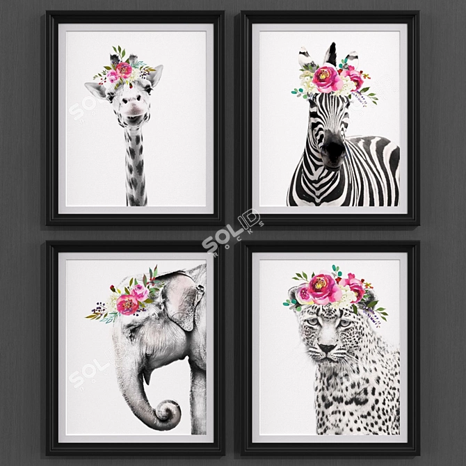 Modern Style Animal & Flower Art 3D model image 1
