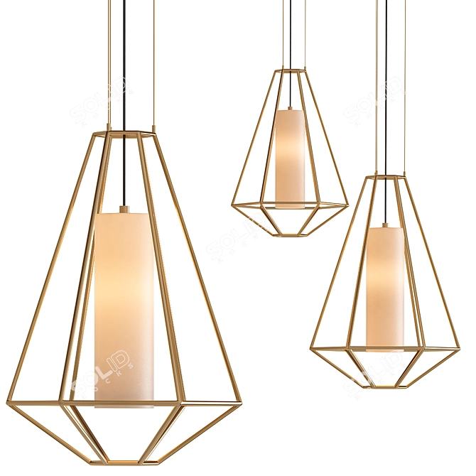 Elegant Gold Leaf Pendant Light 3D model image 1