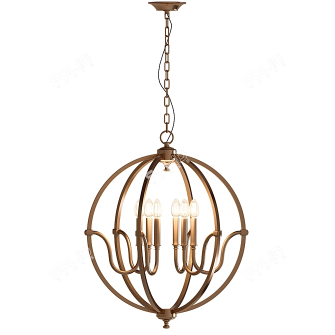 Glamorous Gold Chandelier: Stanton's Stunning 6-Light Brilliance 3D model image 1