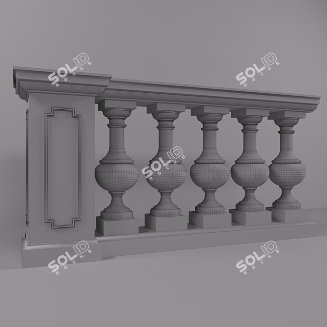 Elegant Iron Balustrade 3D model image 2