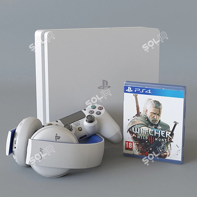 Playstation 4 Slim White - Smooth Gaming Console 3D model image 1