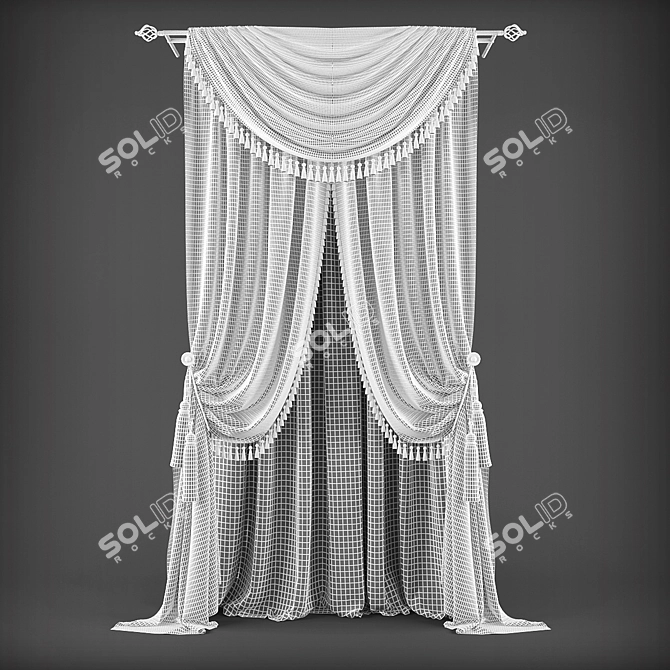 Classic Style Curtains 3D model image 2