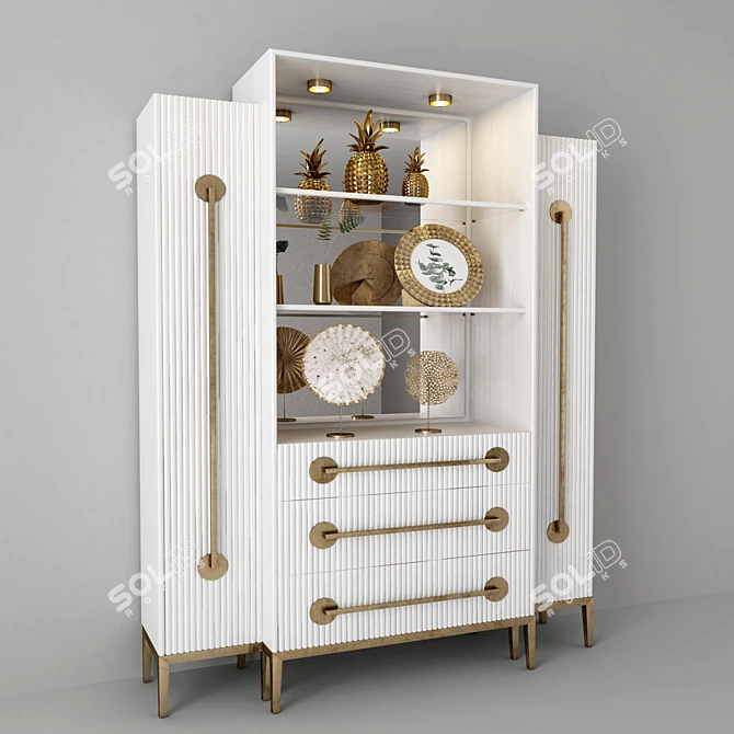 Elegant John Richard Breakfront Cabinet 3D model image 1