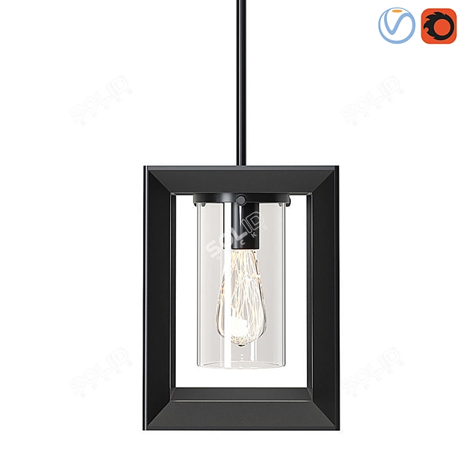 Scandinavian Style Iron & Glass Ceiling Lamps 3D model image 2
