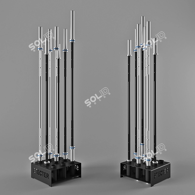 Steel Grip Rack: Efficient Storage for 9 Bars 3D model image 1