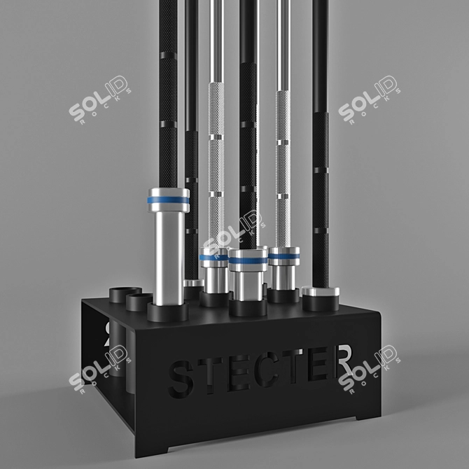 Steel Grip Rack: Efficient Storage for 9 Bars 3D model image 2