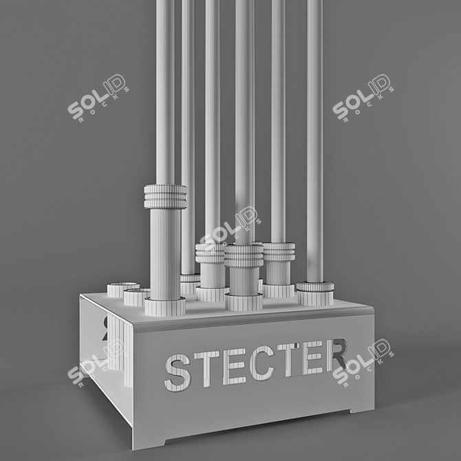 Steel Grip Rack: Efficient Storage for 9 Bars 3D model image 3