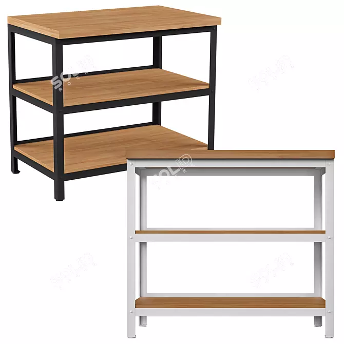 Sturdy Steel and Wood Kitchen Shelf 3D model image 1