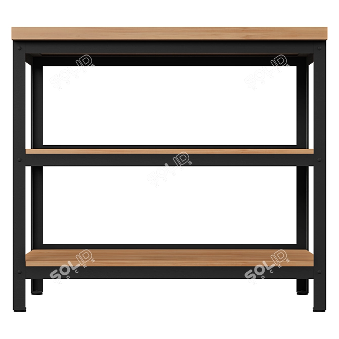 Sturdy Steel and Wood Kitchen Shelf 3D model image 2