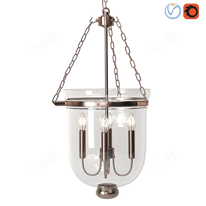 Scandinavian Glass Ceiling Lamp: Chrome, Brass, Iron 3D model image 3