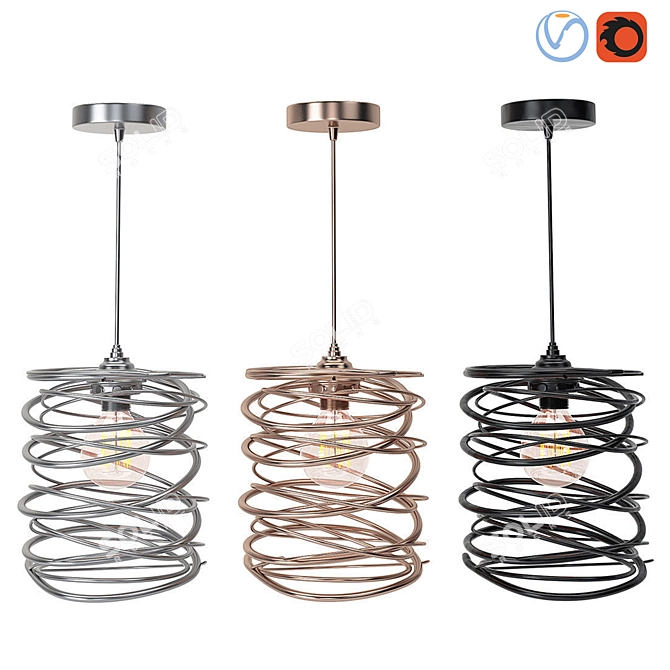 Scandinavian Style Ceiling Lamp Set 3D model image 1