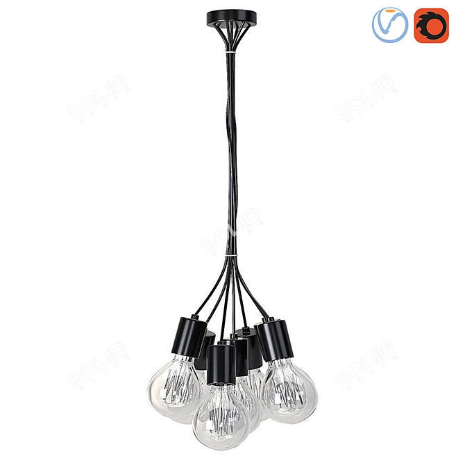 Scandinavian Glass Loft Lamp 3D model image 1