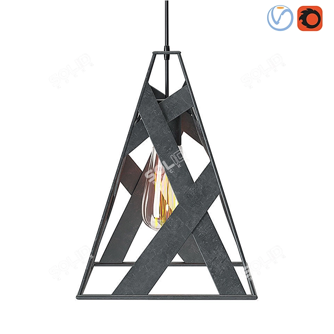 Scandinavian Iron Finish Ceiling Lamp 3D model image 2