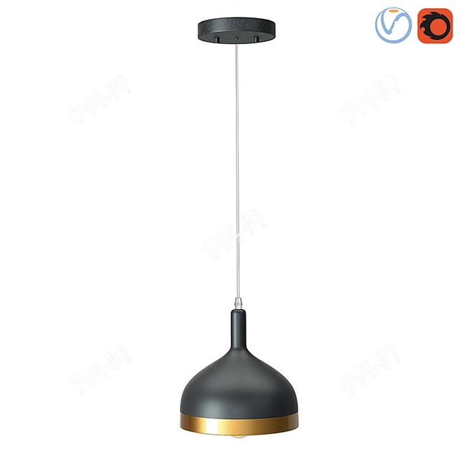 Scandinavian Gold Iron Ceiling Lamp 3D model image 1