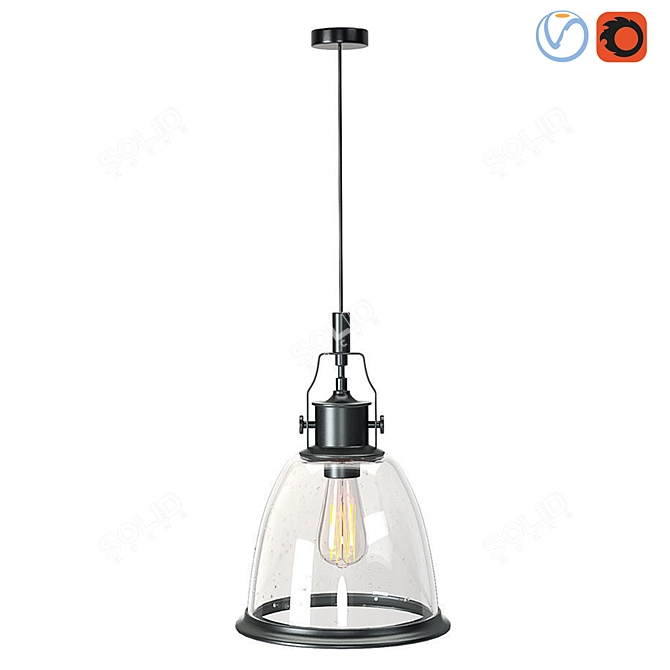 Modern Scandinavian Glass Ceiling Lamp 3D model image 1