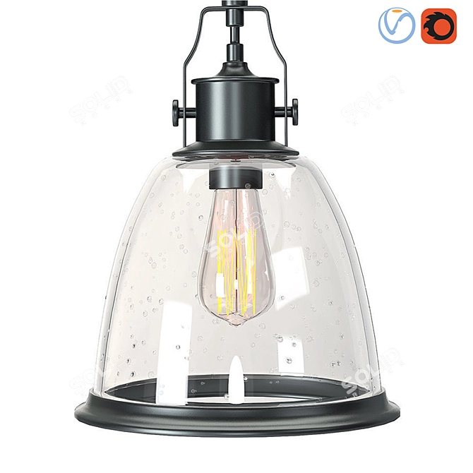 Modern Scandinavian Glass Ceiling Lamp 3D model image 2