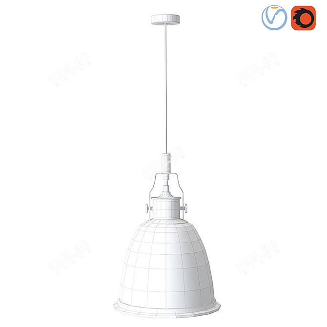 Modern Scandinavian Glass Ceiling Lamp 3D model image 3