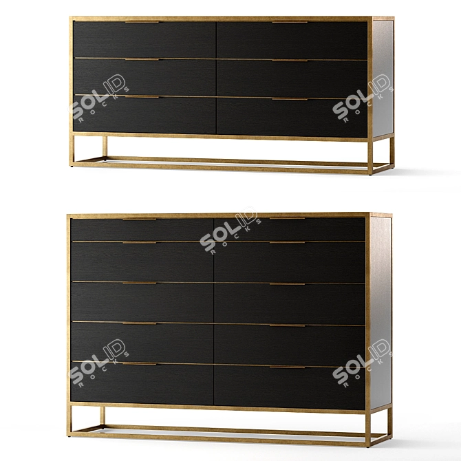 Modern Oxford Black Dresser - 6/10 Drawer Storage 3D model image 1