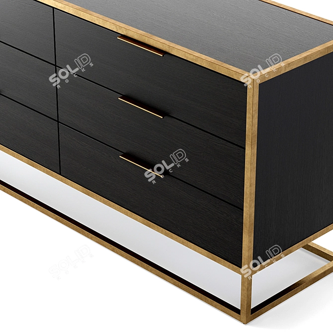 Modern Oxford Black Dresser - 6/10 Drawer Storage 3D model image 2