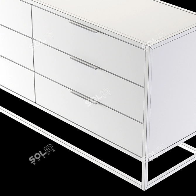 Modern Oxford Black Dresser - 6/10 Drawer Storage 3D model image 3