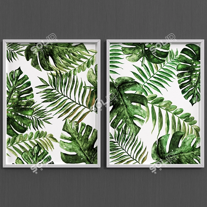 Modern Monstera Leaf Art Set 3D model image 2