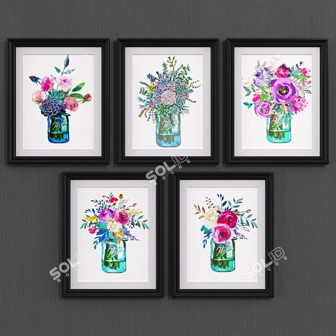 Contemporary Style Floral Art 3D model image 1