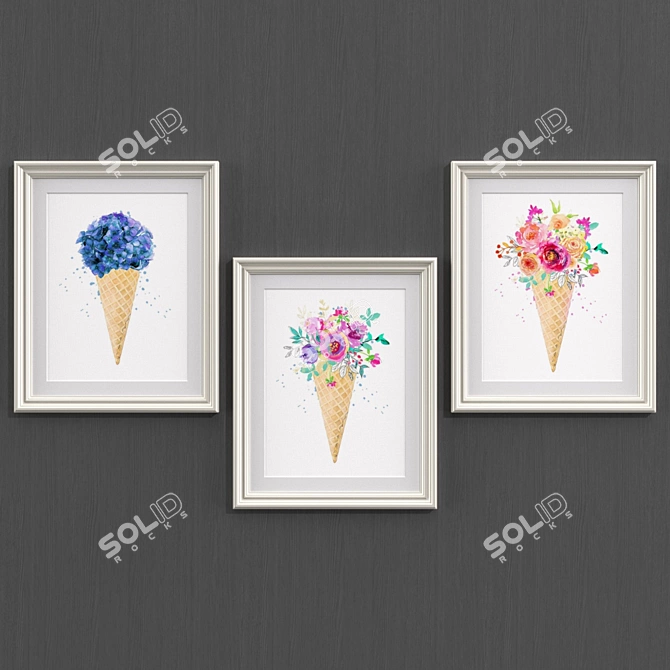 Modern Floral Art Collection 3D model image 2