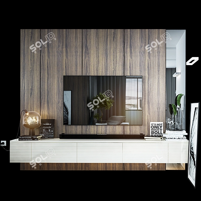 3dsmax2014 & V-ray TV Wall Set 3D model image 1