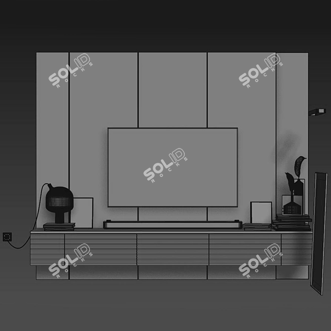 3dsmax2014 & V-ray TV Wall Set 3D model image 3