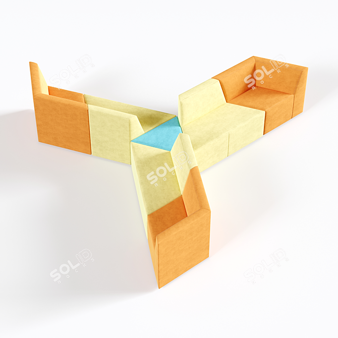 OM Origami 9-Seater Sofa - Russian-Made 3D model image 1