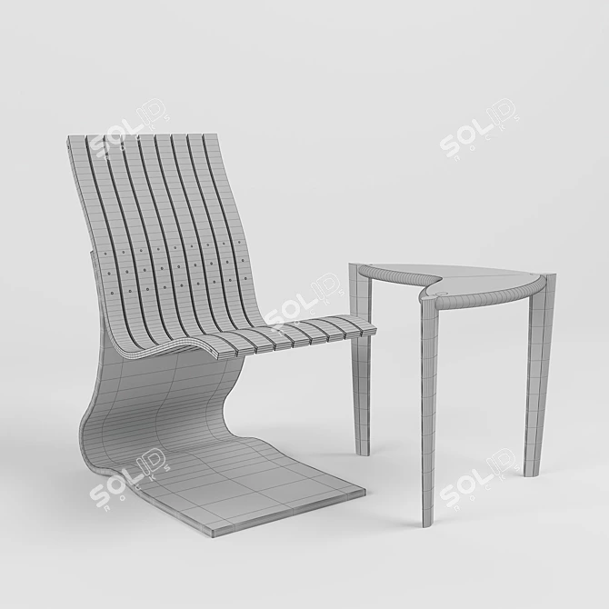 Title: Johnson Designer Chair & Coffee Table 3D model image 3