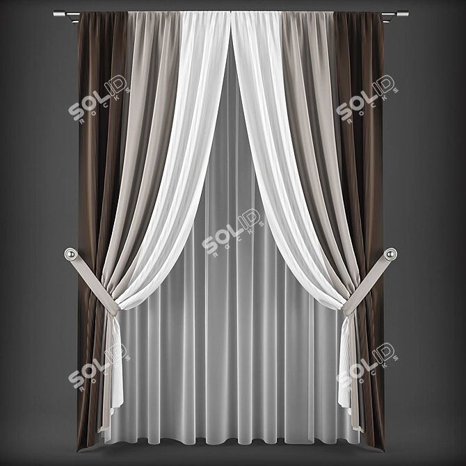 Modern Style Curtains 3D model image 1