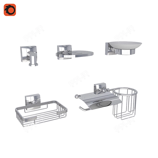 Fixsen Kvadro Bathroom Accessories 3D model image 1