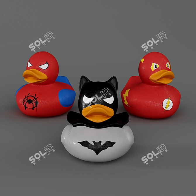 Title: Superhero Rubber Duckies - Comic Book Heroes Pack 3D model image 1