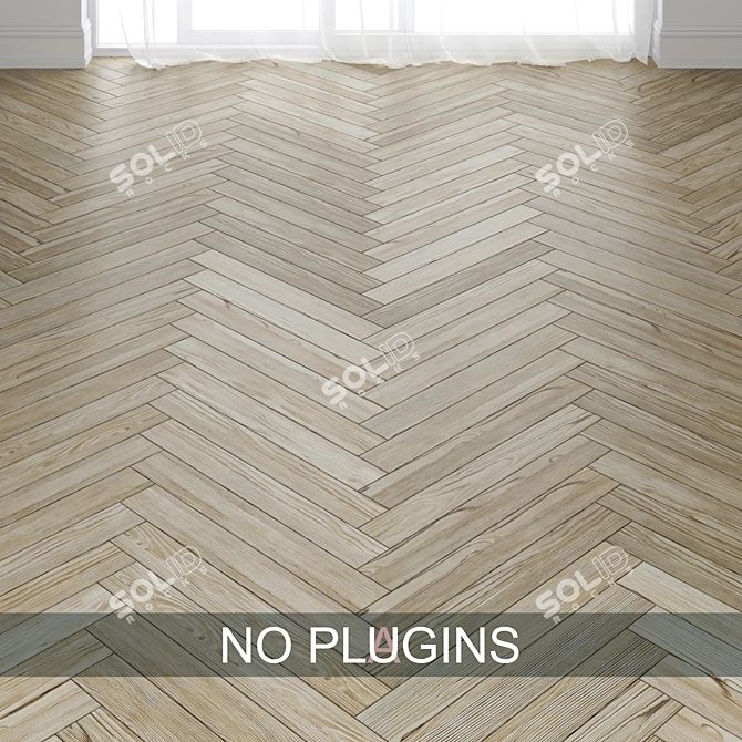 Gray Teak Parquet Floor Tiles 3D model image 1