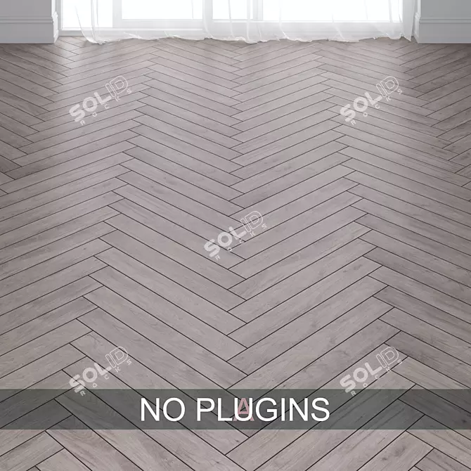 Grey Oak Chevron and Herringbone Parquet 3D model image 1