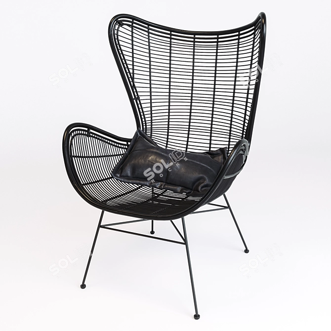 Rustic Rattan Egg Chair 3D model image 1