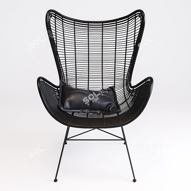 Rustic Rattan Egg Chair 3D model image 2