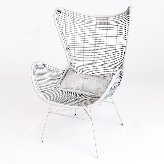 Rustic Rattan Egg Chair 3D model image 3