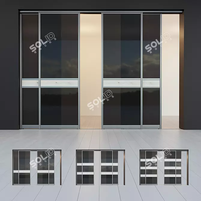 Sleek Sliding Door Closet Partition 3D model image 1