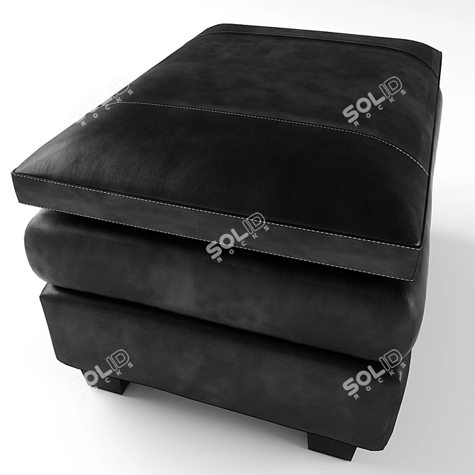 Gleason Wood Ottoman: Bold Charcoal Design 3D model image 2