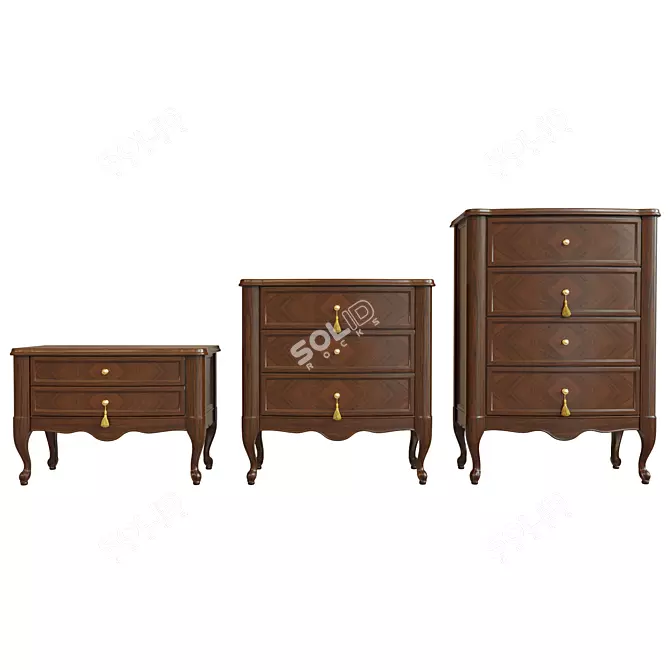 Solid Wood Chest of Drawers 3D model image 1